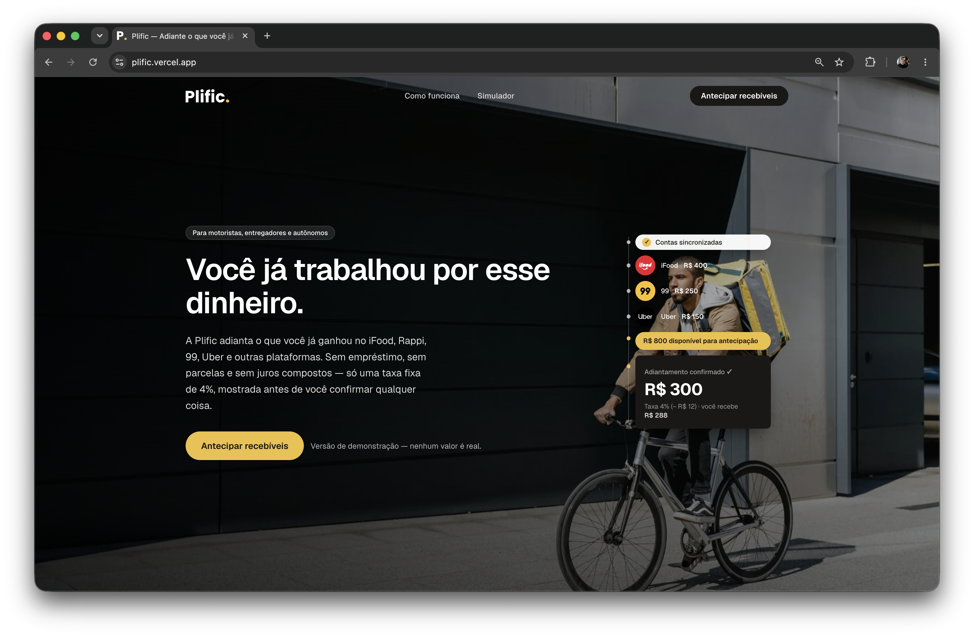 Plific landing page open in a browser window